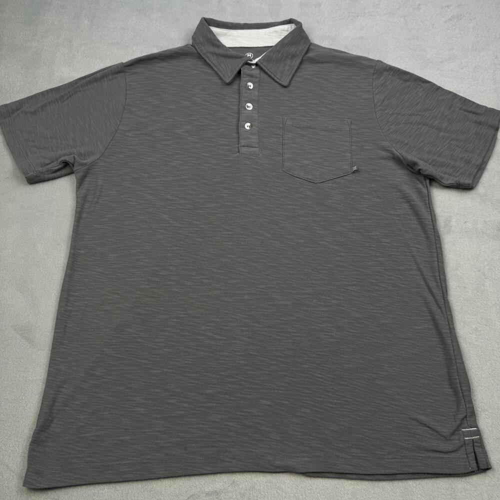 Free Fly Polo Shirt Mens Medium Gray Performance Bamboo Pocket Short Sleeve